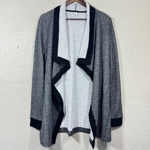 Three Dots Terry Cardigan Lg Open Drape Tunic USA Made Minimalist Lagenlook Art